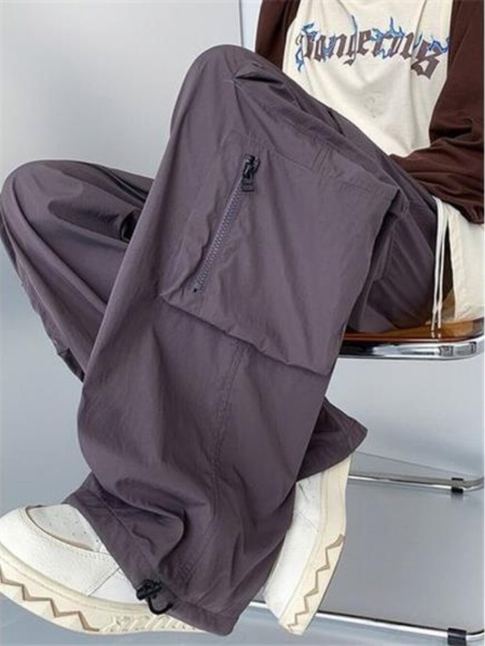 Men's Plus Size Loose Fit Cargo Pants with Drawstring - Picture 12 of 12